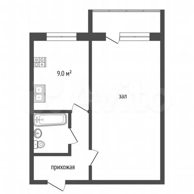 1-к. квартира, 34,5 м, 9/9 эт. - Фото 0