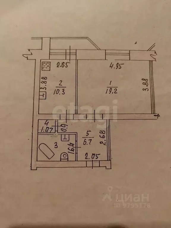 3-к кв. Татарстан, Казань ул. Адоратского, 2 (41.2 м) - Фото 2