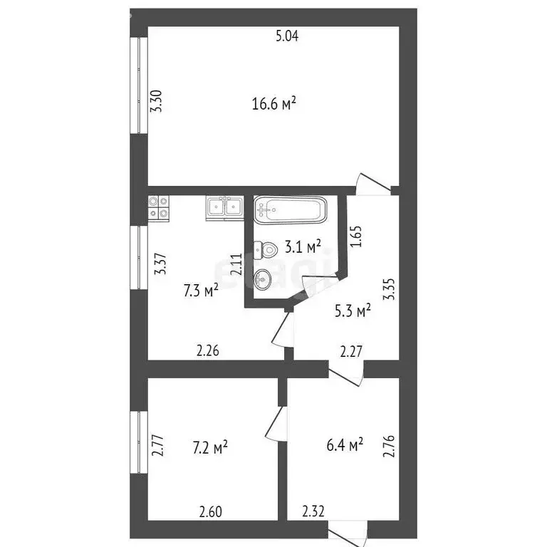 2-комнатная квартира: Заводоуковск, Спортивная улица, 14 (45.9 м) - Фото 1
