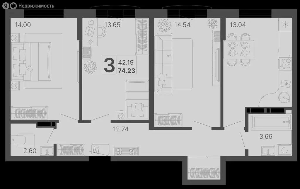 3-комнатная квартира: Сочи, Краснодонская улица, 46/1 (74 м) - Фото 0