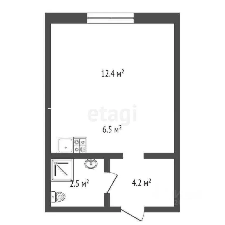 Студия Московская область, Одинцово ул. Каштановая, 9 (25.6 м) - Фото 1