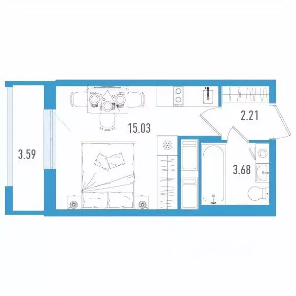 Студия Санкт-Петербург дор. Муринская, 67 (22.0 м) - Фото 0