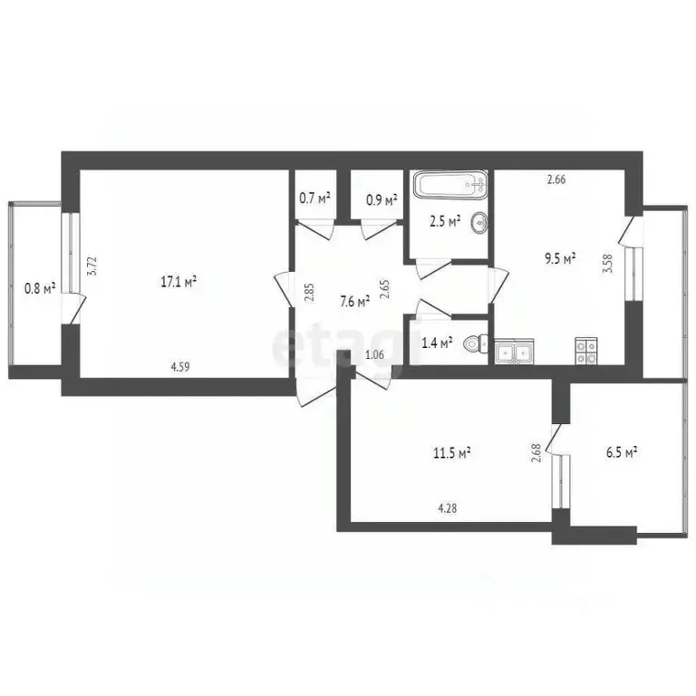 2-к кв. Крым, Армянск Имени Генерала Корявко мкр, 24 (55.0 м) - Фото 1