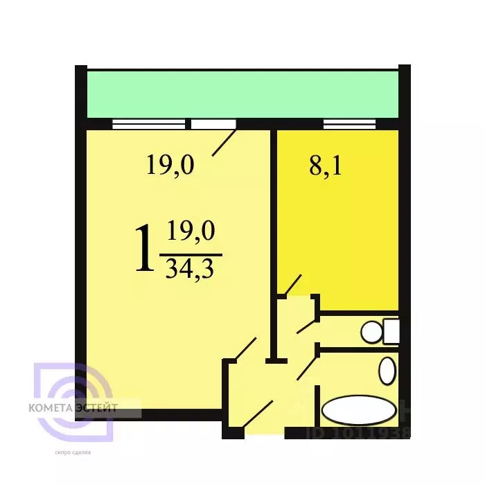 1-к кв. Москва Совхозная ул., 14 (34.1 м) - Фото 1
