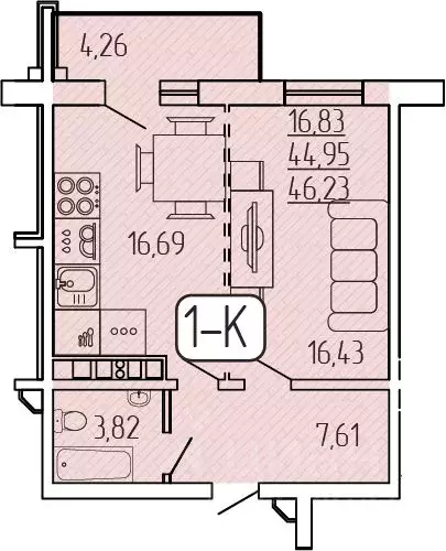 1-к кв. Бурятия, Улан-Удэ 140Б мкр,  (46.23 м) - Фото 1