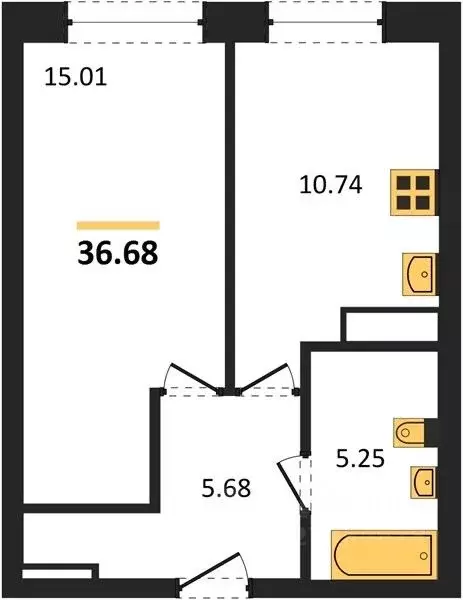 1-к кв. Татарстан, Казань ул. Ярышлар, 8 (36.2 м) - Фото 1