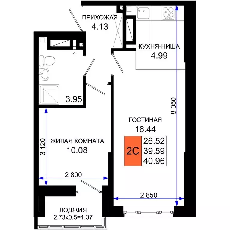 1-комнатная квартира: Ростов-на-Дону, квартал Нефтекачка (40.96 м) - Фото 0