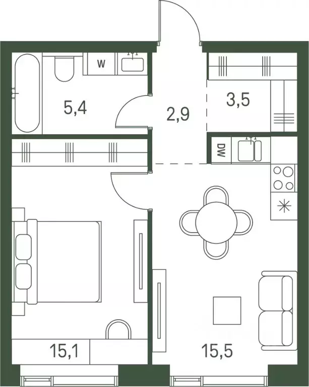 1-к кв. Москва Моментс жилой комплекс, к2.1 (42.4 м) - Фото 0