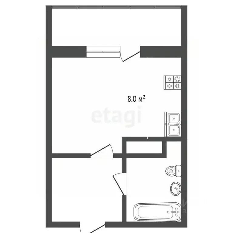 Студия Тюменская область, Тюмень ул. Фармана Салманова, 26 (24.5 м) - Фото 2