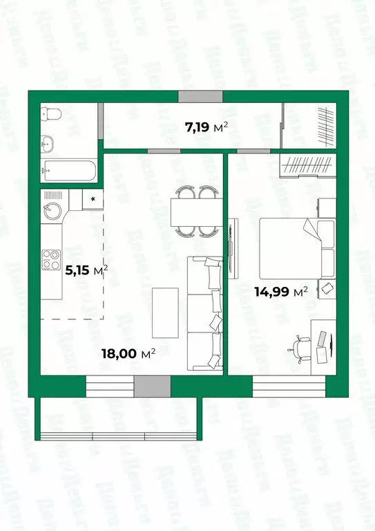 2-комнатная квартира: Шутовщина, Ботаническая улица, 1 (50 м) - Фото 1