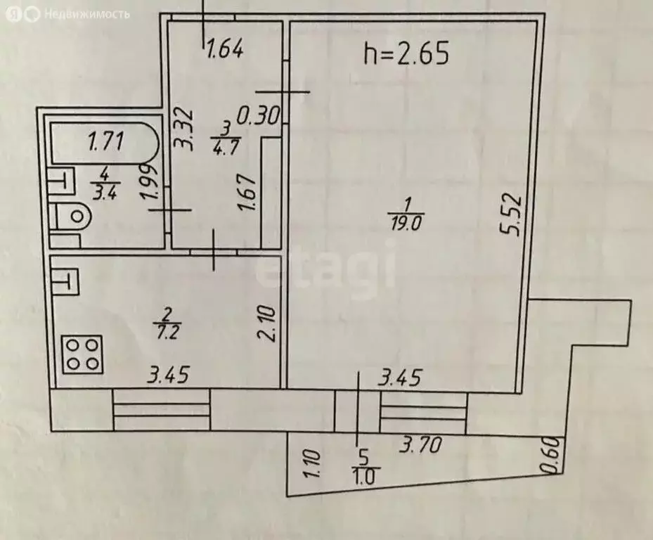 1-комнатная квартира: Казань, улица Четаева, 58 (34.3 м) - Фото 1