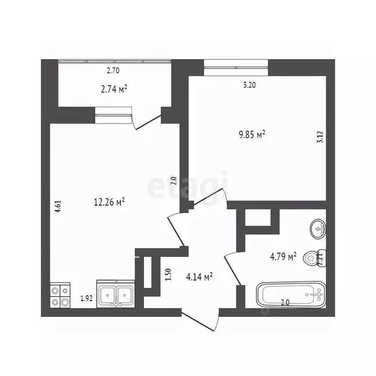 1-к кв. Тюменская область, Тюменский район, д. Дударева ул. Сергея ... - Фото 1