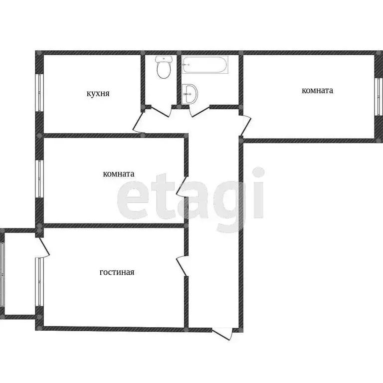 3-комнатная квартира: Миасс, проспект Октября, 70 (66.6 м) - Фото 1