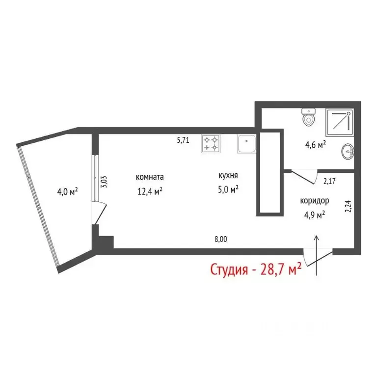 Студия Свердловская область, Екатеринбург ул. Маршала Жукова, 14 (34.7 ... - Фото 1