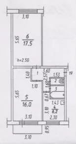 2-к. квартира, 49,9 м, 2/5 эт. - Фото 0