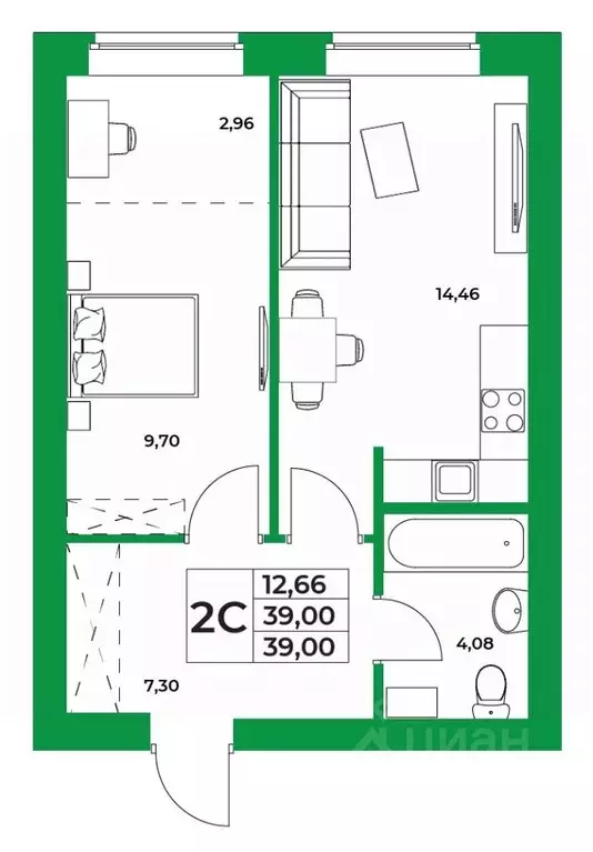 1-к кв. Башкортостан, Уфимский район, Зубовский сельсовет, с. Зубово ... - Фото 1