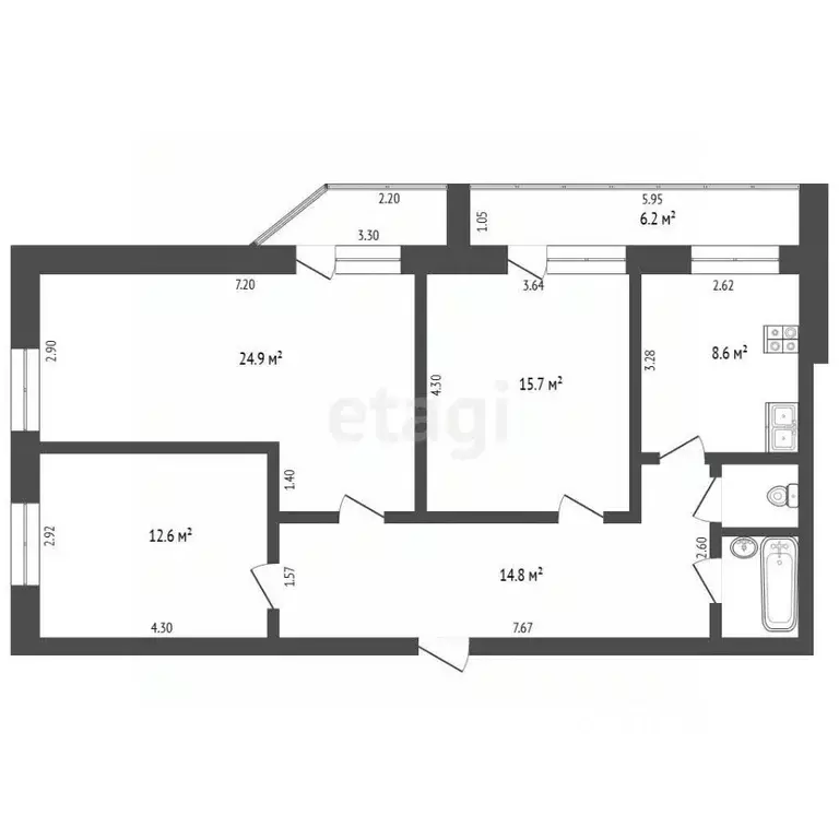 3-к кв. Тюменская область, Тюмень ул. Орджоникидзе, 7 (80.4 м) - Фото 2