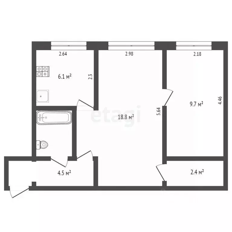 2-к кв. Камчатский край, Вилючинск ул. Мира, 10 (45.6 м) - Фото 2