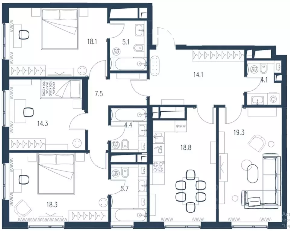 4-к кв. Москва Щукинская ул., 3 (129.0 м) - Фото 2