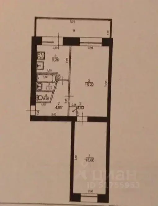 2-к кв. Ульяновская область, Ульяновск ул. Рябикова, 17 (44.5 м) - Фото 1