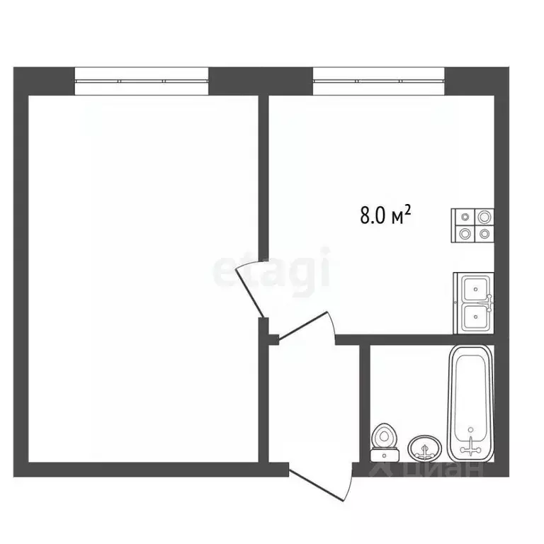 1-к кв. Вологодская область, Шексна рп, Шексна Северная мкр ул. ... - Фото 2