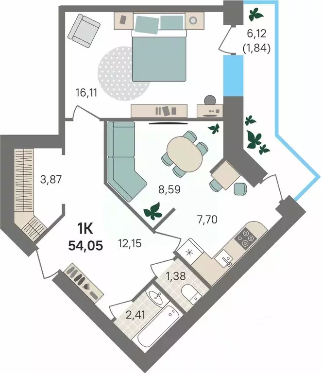 2-к кв. Пермский край, Пермский муниципальный округ, с. Култаево ул. ... - Фото 1