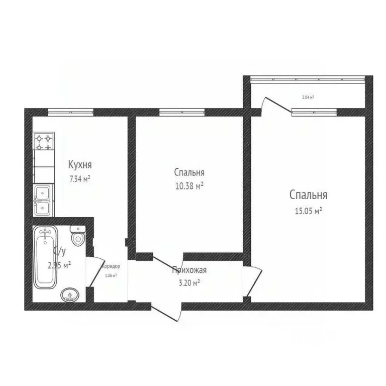 2-к кв. Краснодарский край, Краснодар ул. Селезнева, 120 (44.2 м) - Фото 2