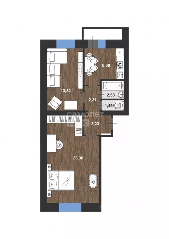 2-к кв. Ульяновская область, Димитровград ул. Куйбышева, 287 (58.37 м) - Фото 0