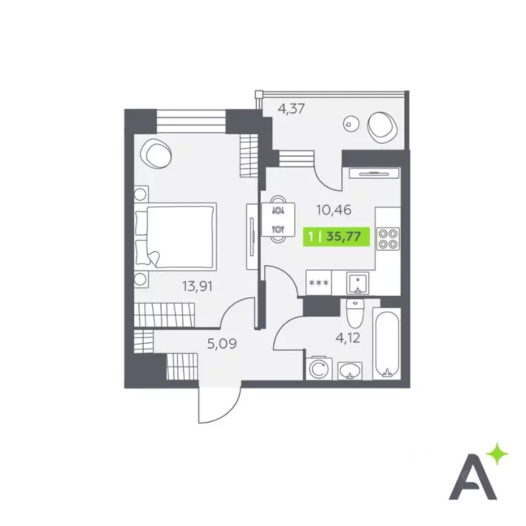 1-к кв. Ленинградская область, Всеволожский район, Заневское городское ... - Фото 1