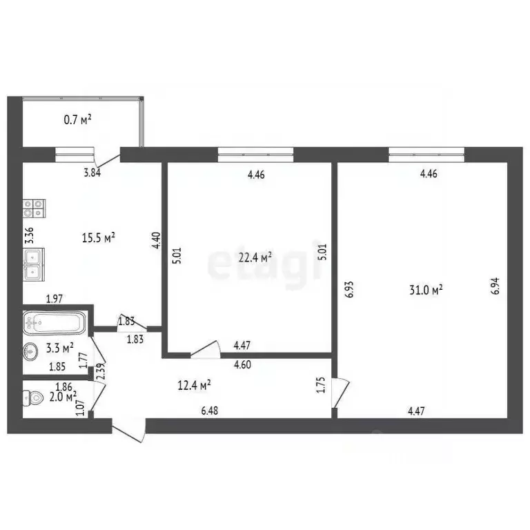 2-к кв. Мордовия, Саранск Мордовская ул., 35к50с1 (86.6 м) - Фото 2