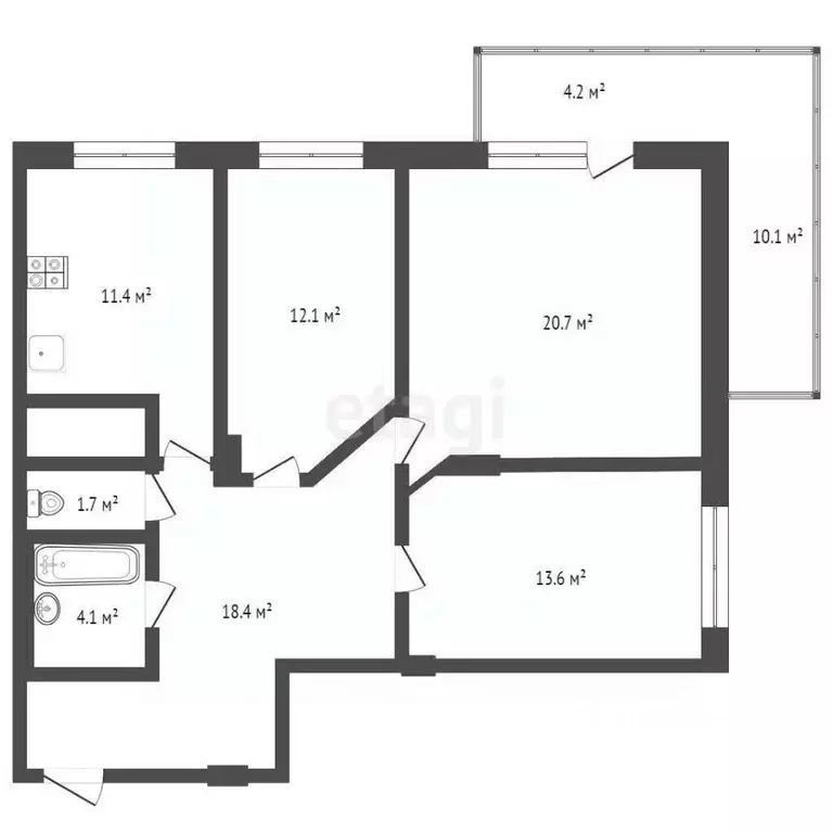 3-к кв. Московская область, Лыткарино Октябрьская ул., 18А (81.9 м) - Фото 1