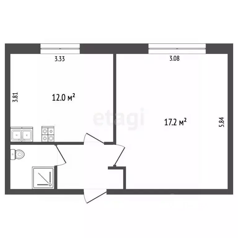 1-к кв. Челябинская область, Челябинск ул. Молодогвардейцев, 39А (35.6 ... - Фото 2