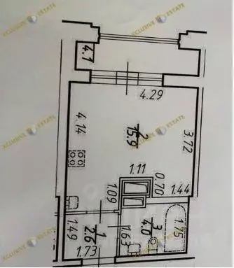 Студия Санкт-Петербург ул. Типанова, 22 (25.0 м) - Фото 2