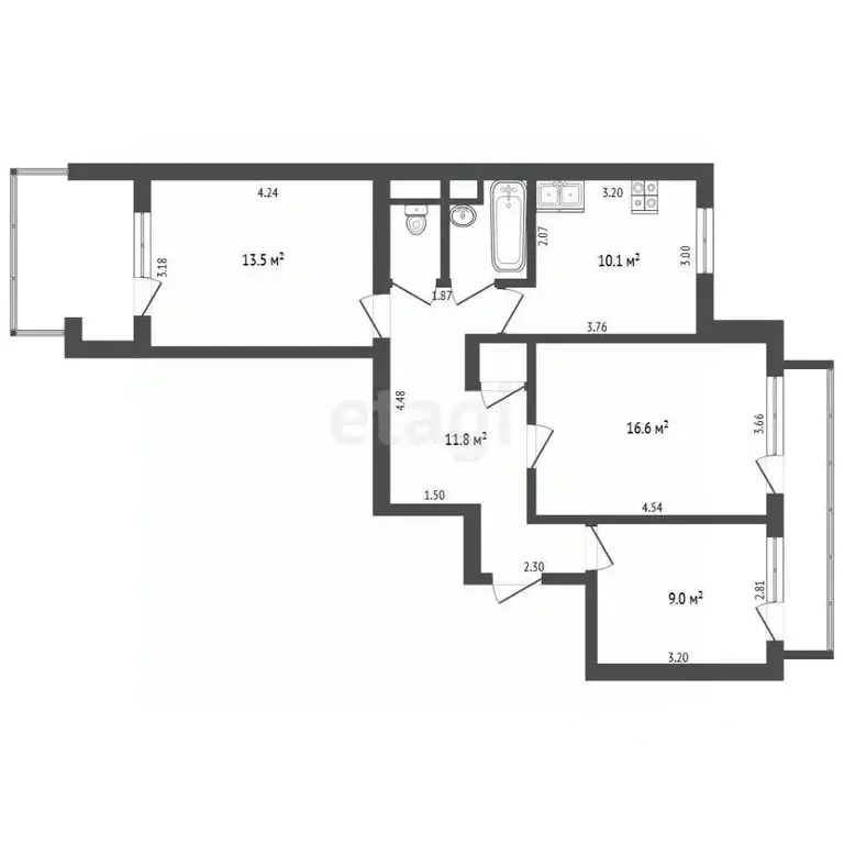 3-к кв. Крым, Симферополь ул. Лексина (70.1 м) - Фото 2