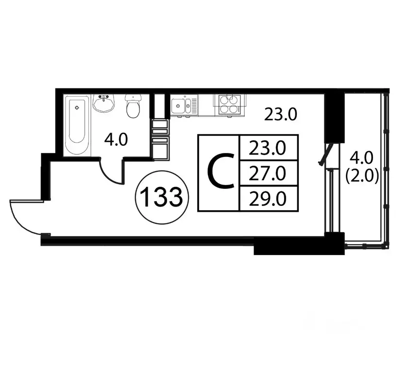 Студия Московская область, Домодедово Авиационный мкр, ул. Жуковского, ... - Фото 1