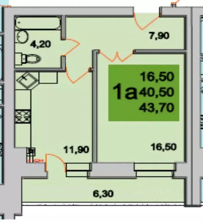 1-к кв. Калужская область, Калуга Резванская ул., 7 (43.7 м) - Фото 2