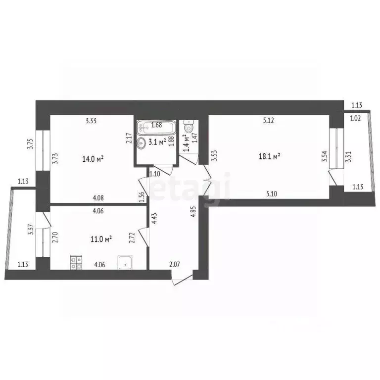 2-к кв. Мордовия, Саранск Республиканская ул., 149 (57.0 м) - Фото 0