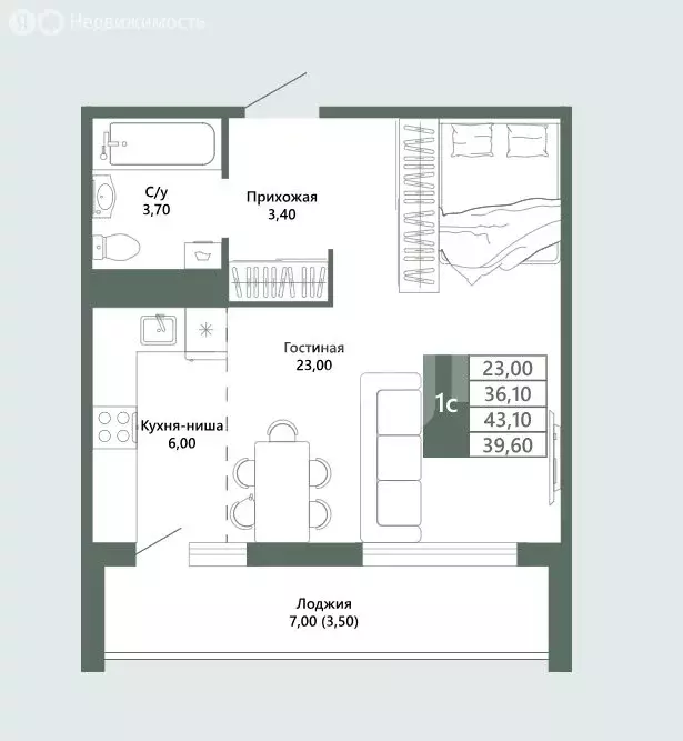 1-комнатная квартира: посёлок городского типа Шерегеш, жилой комплекс ... - Фото 1