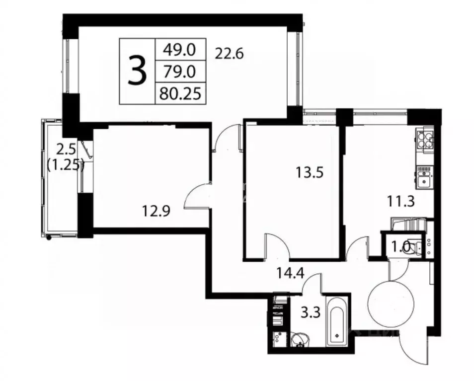 3-к кв. Московская область, Домодедово Авиационный мкр, ул. ... - Фото 2