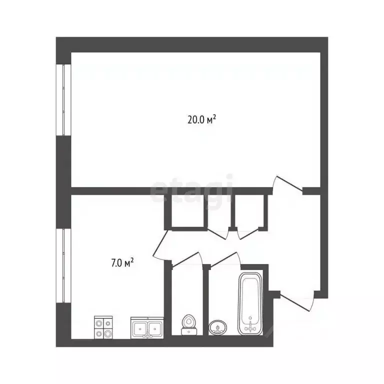 1-к кв. Костромская область, Кострома Окружная ул., 51А (37.5 м) - Фото 2