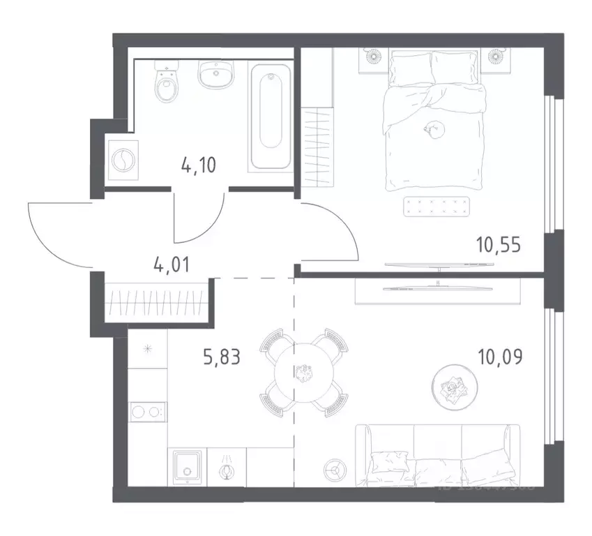 1-к кв. Московская область, Ленинский городской округ, Мисайлово пгт, ... - Фото 1