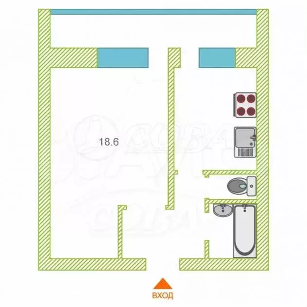 1-к. квартира, 36м, 7/9эт. - Фото 1