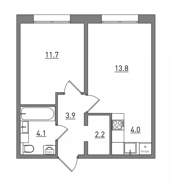 2-комнатная квартира: Киров, Прибрежный бульвар, 6 (39.7 м) - Фото 1