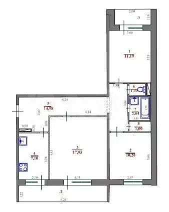 3-к. квартира, 67 м, 8/9 эт. - Фото 0