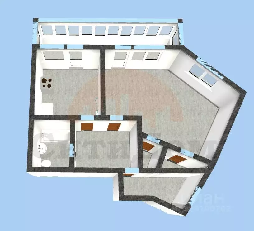 1-к кв. Крым, Сакский район, с. Орехово просп. 60 лет СССР, 8 (39.4 м) - Фото 2