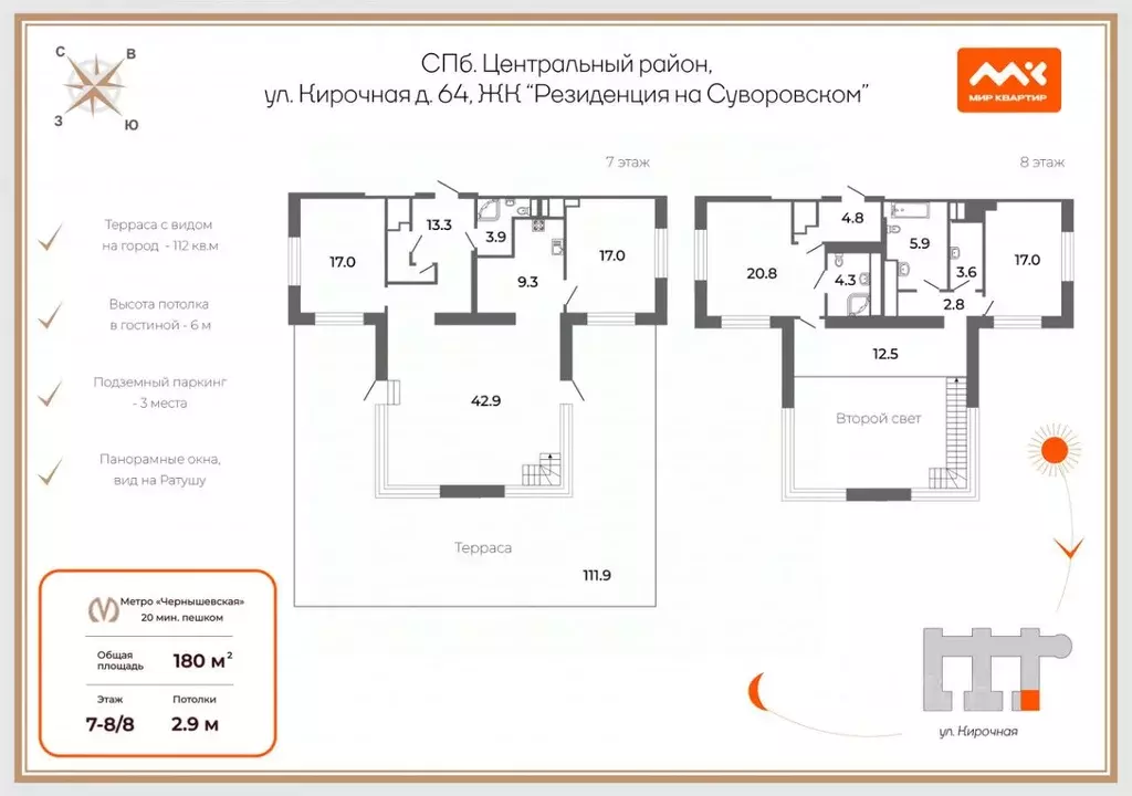 5-к кв. Санкт-Петербург Кирочная ул., 64 (180.0 м) - Фото 2