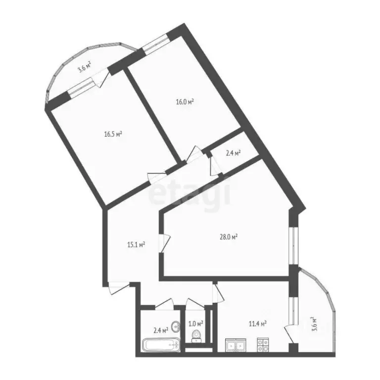 3-к кв. Санкт-Петербург ул. Латышских Стрелков, 15к3 (95.8 м) - Фото 2