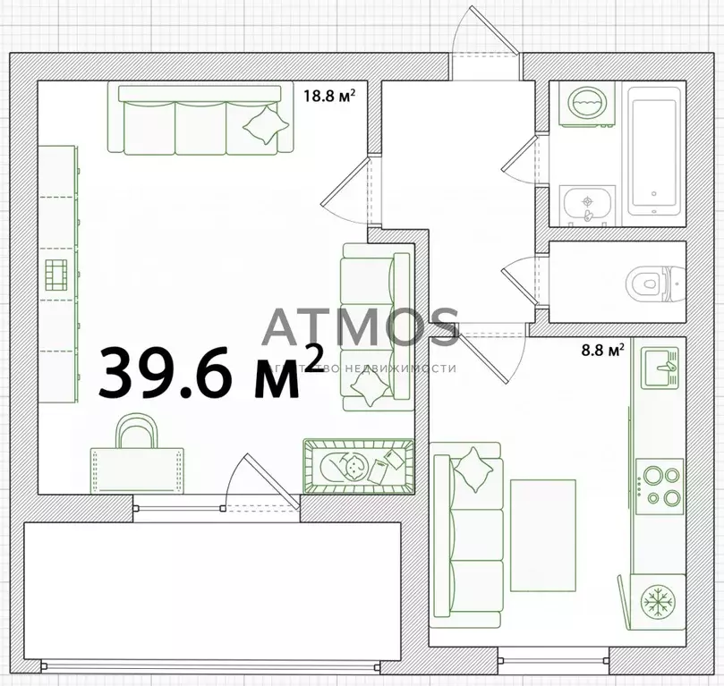 1-к кв. Новосибирская область, Новосибирск ул. Виктора Уса, 3 (39.6 м) - Фото 1