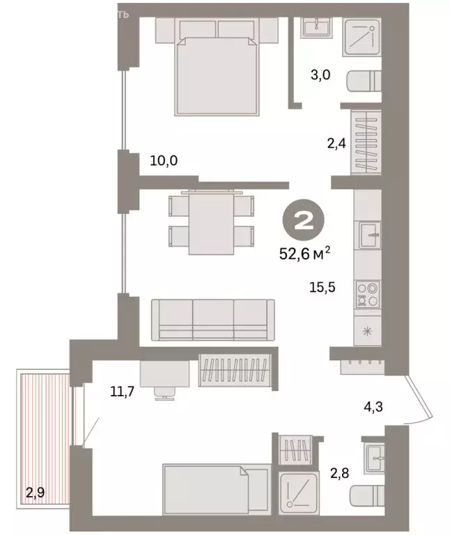 2-комнатная квартира: Екатеринбург, жилой район Сортировочный, ... - Фото 2