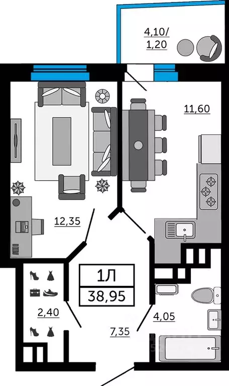 1-к кв. Ростовская область, Ростов-на-Дону Донской Арбат 2 жилой ... - Фото 1